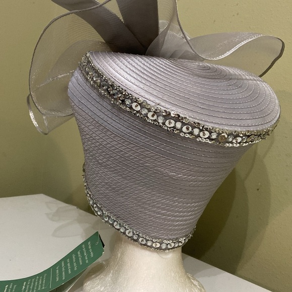 Stunning Silver Church Dress Hat by Whittall & Shon main image 5